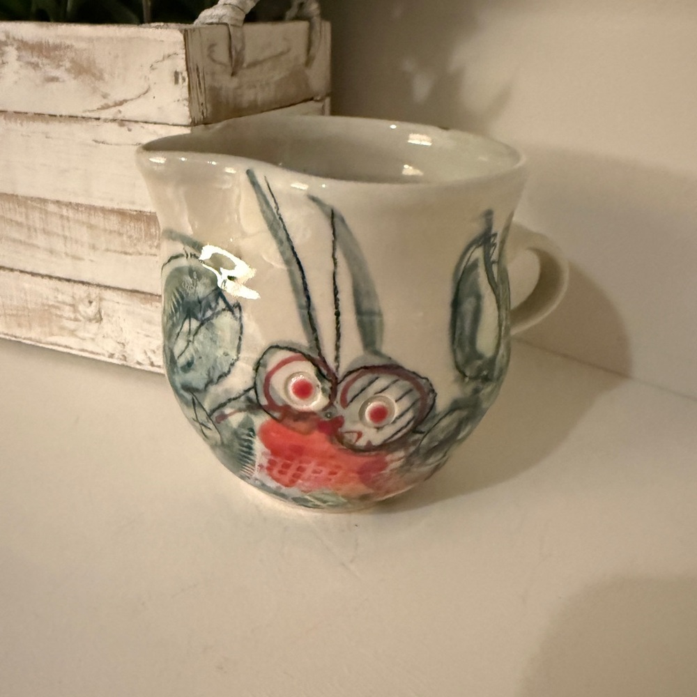 Jim Reno Art Studio Pottery NY Whimsical Folk Art Hand Thrown Stoneware Pitcher